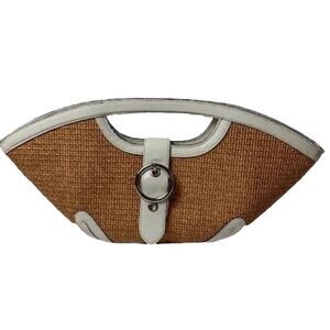 Maxximum Rafia Handbag with White Leather Trim
